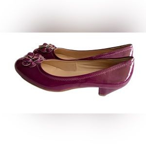 New! Gorgeous Floral Patent Leather Vegan Burgundy